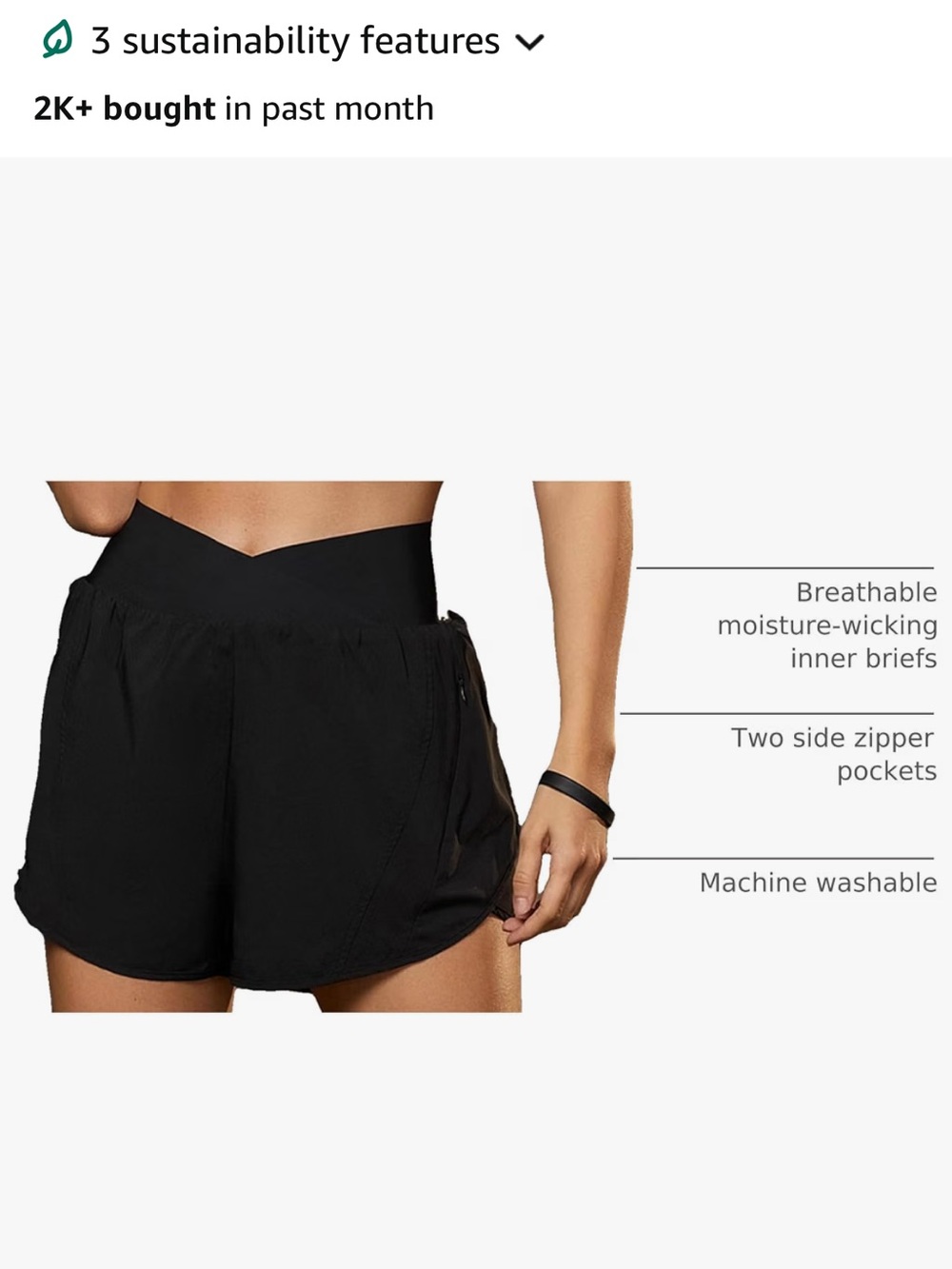 Black High-Waist Athletic Shorts with Side Pockets